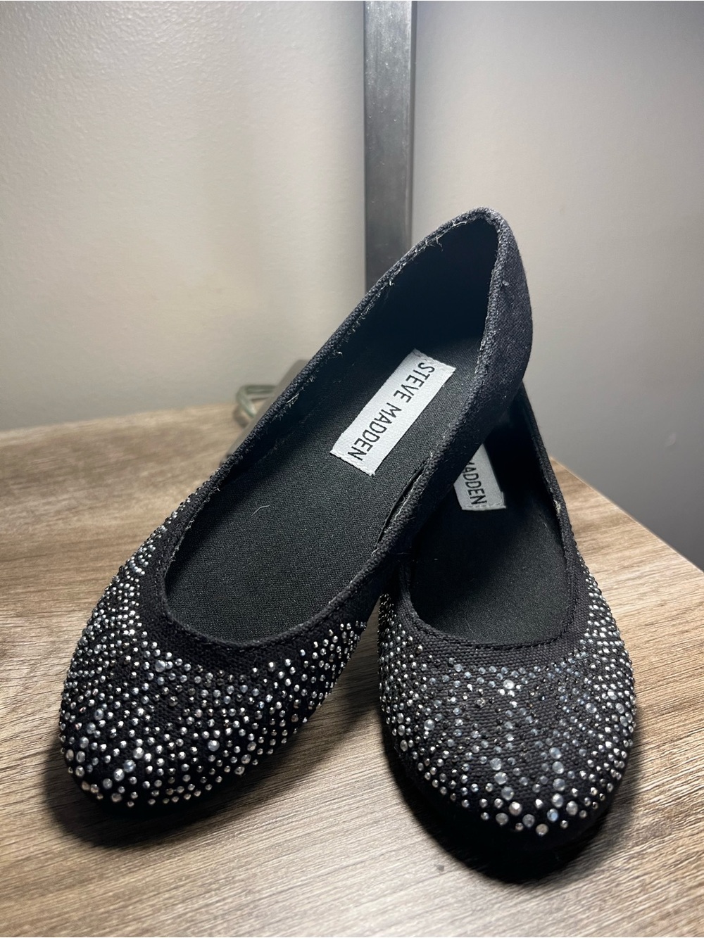 Steve Madden Black Rhinestone Ballet Flat —(stock 02) - Picture 2 of 6